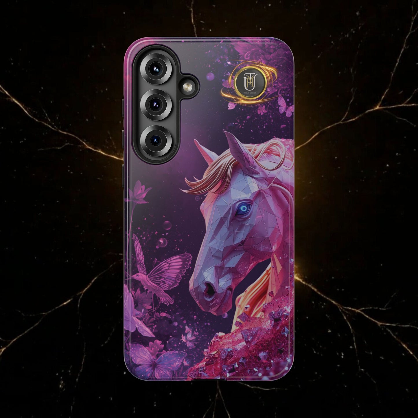 Quantum Pink Lunar Diamond Horse Tough Case — 2026 Pink Horse Phone Case