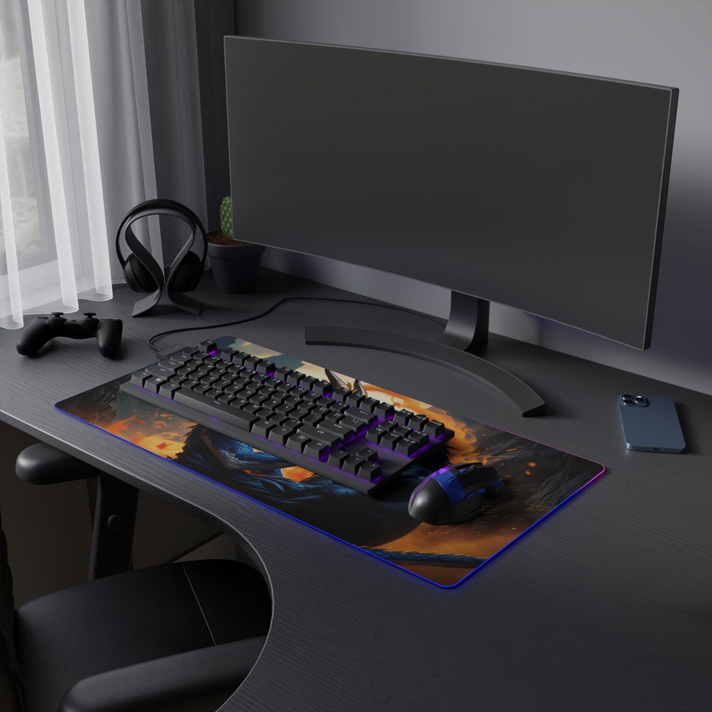Lady Dragon & Rat Lunar Zodiacs Design LED Gaming Mouse Pad