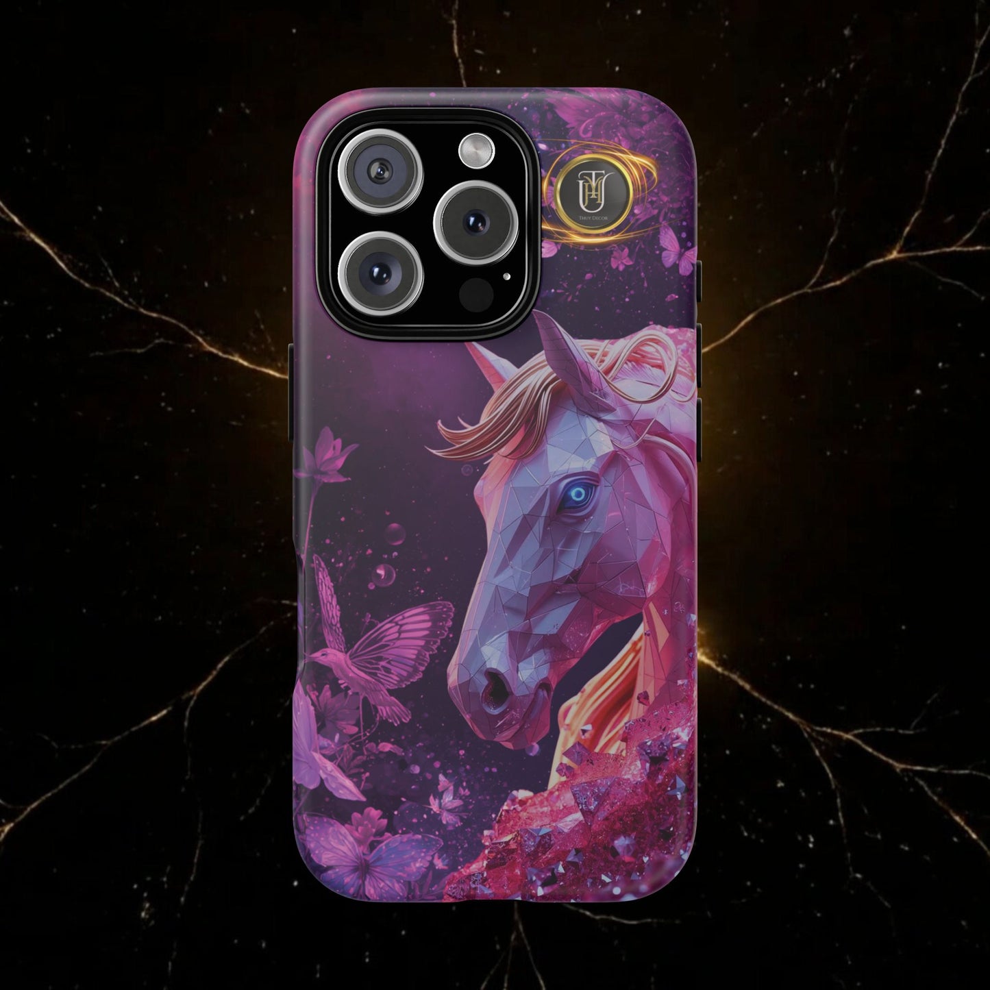 Quantum Pink Lunar Diamond Horse Tough Case — 2026 Pink Horse Phone Case