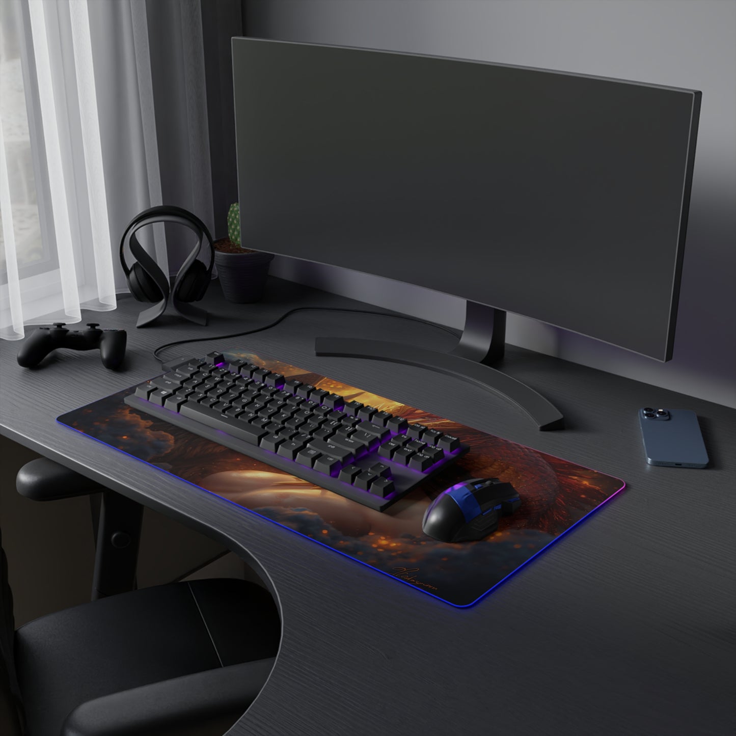 Lady Dragon & Dog Lunar Zodiac LED Gaming Mouse Pad