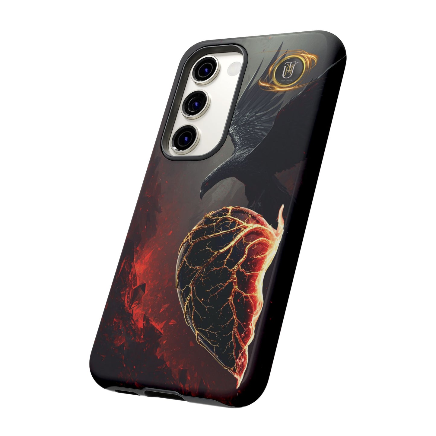 Couples Phone Case — Black Phoenix & White Dragon Heart Design (For Him)