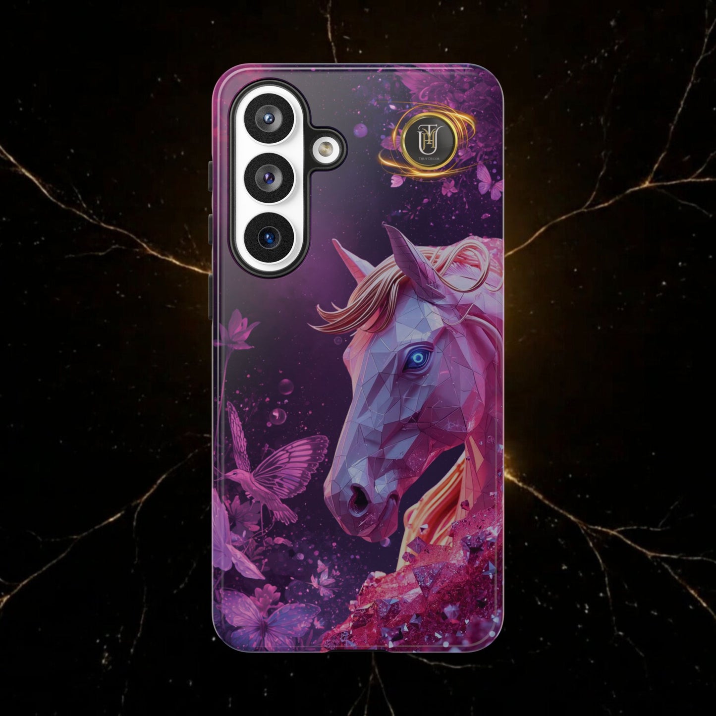 Quantum Pink Lunar Diamond Horse Tough Case — 2026 Pink Horse Phone Case