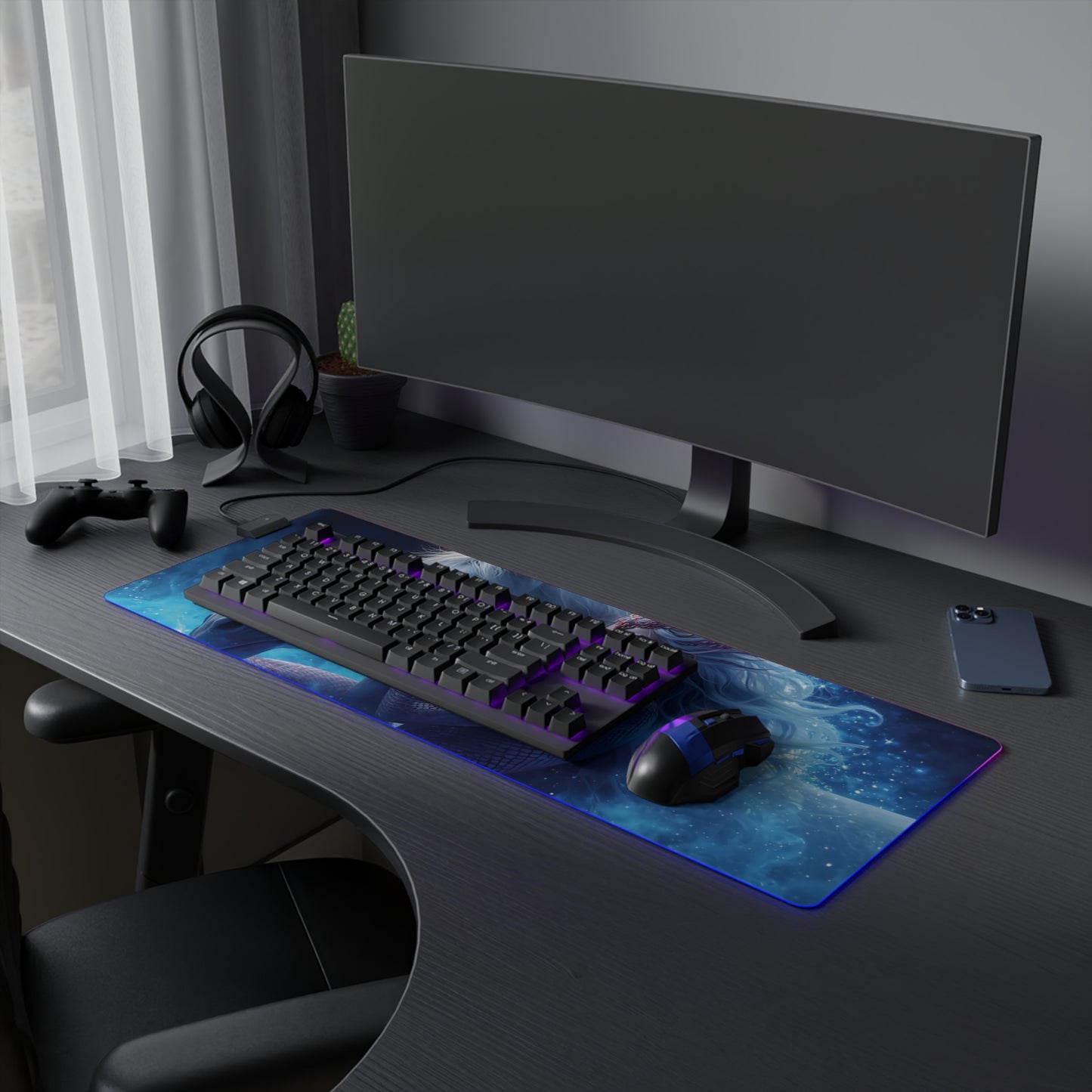 Lady Snake & Horse Lunar Zodiac LED Gaming Mouse Pad