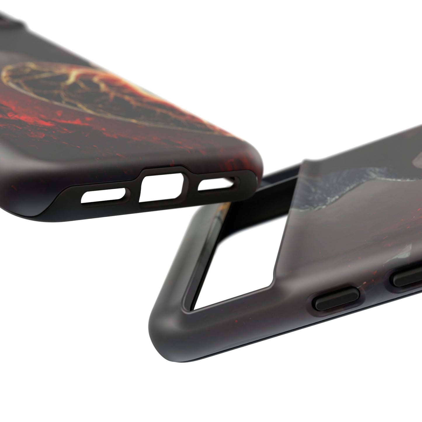 Couples Phone Case — Black Phoenix & White Dragon Heart Design (For Him)