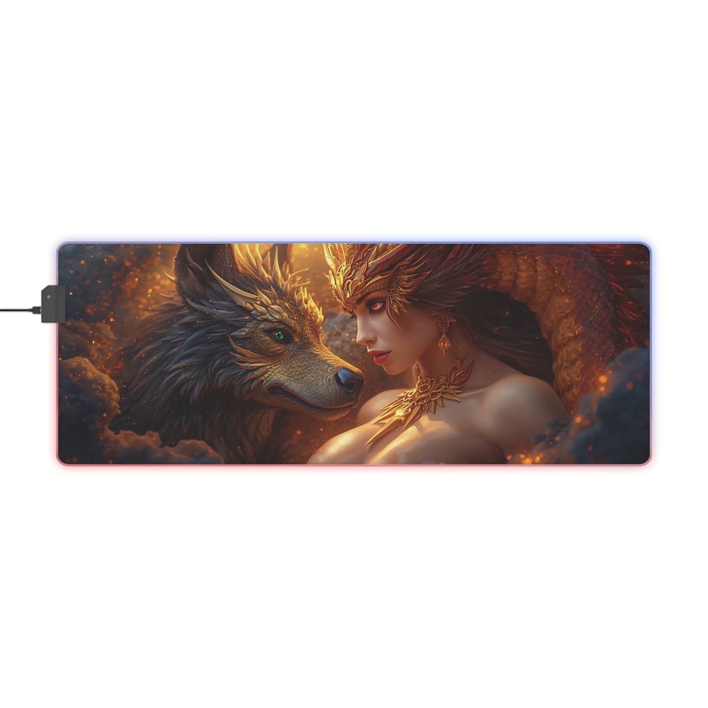 Lady Dragon & Dog Lunar Zodiac LED Gaming Mouse Pad