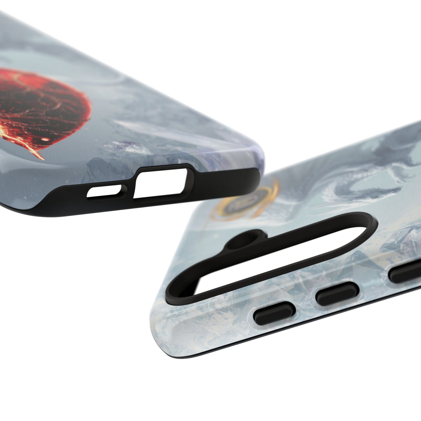 Couples Phone Case — Black Phoenix & White Dragon Heart Design (For Her))