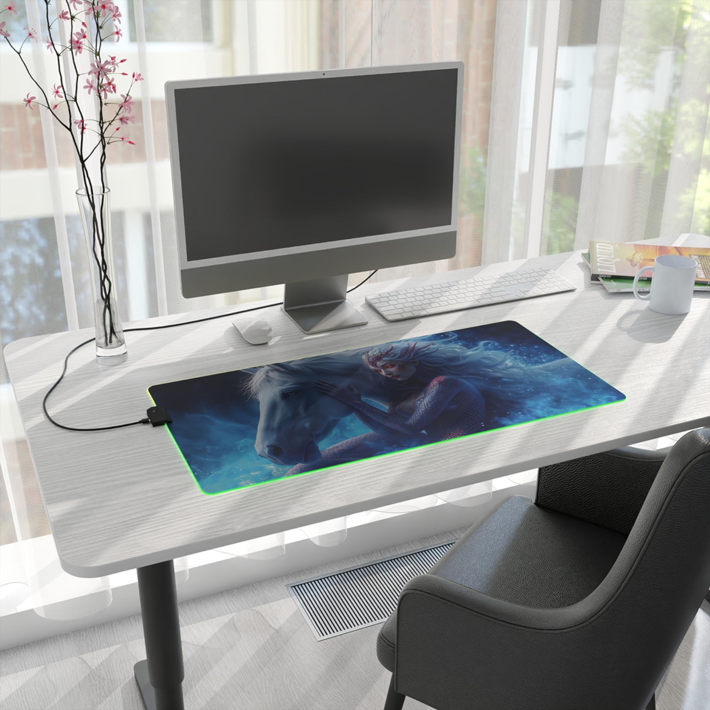 Lady Snake & Horse Lunar Zodiac LED Gaming Mouse Pad