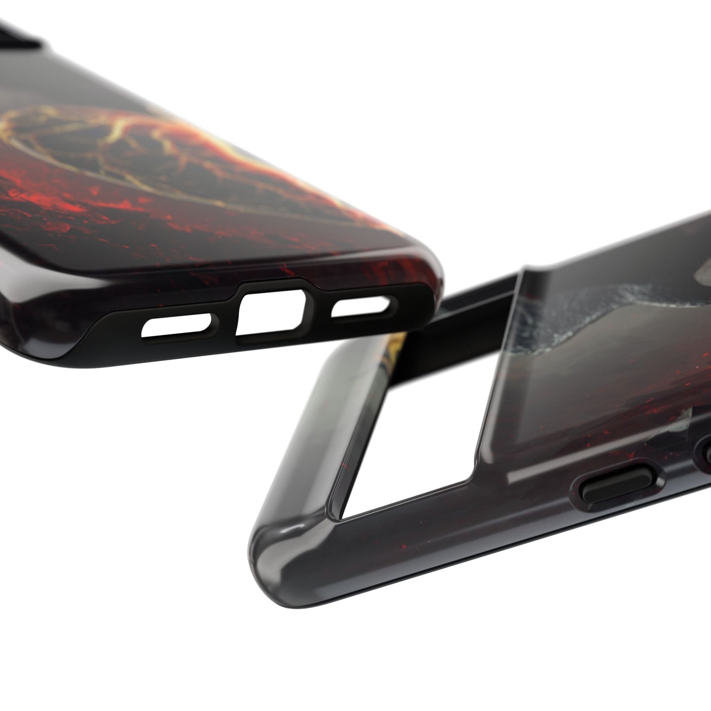 Couples Phone Case — Black Phoenix & White Dragon Heart Design (For Him)