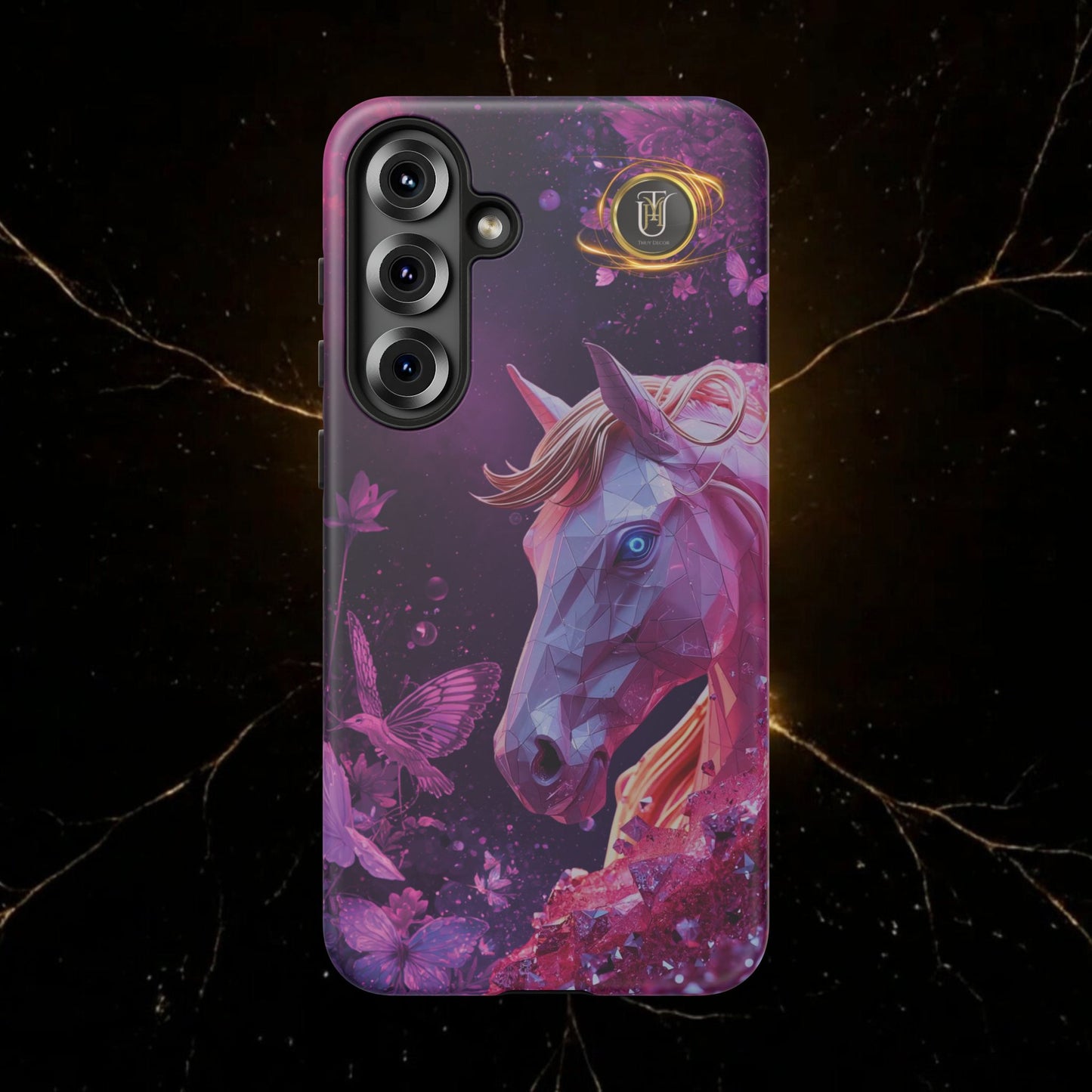 Quantum Pink Lunar Diamond Horse Tough Case — 2026 Pink Horse Phone Case
