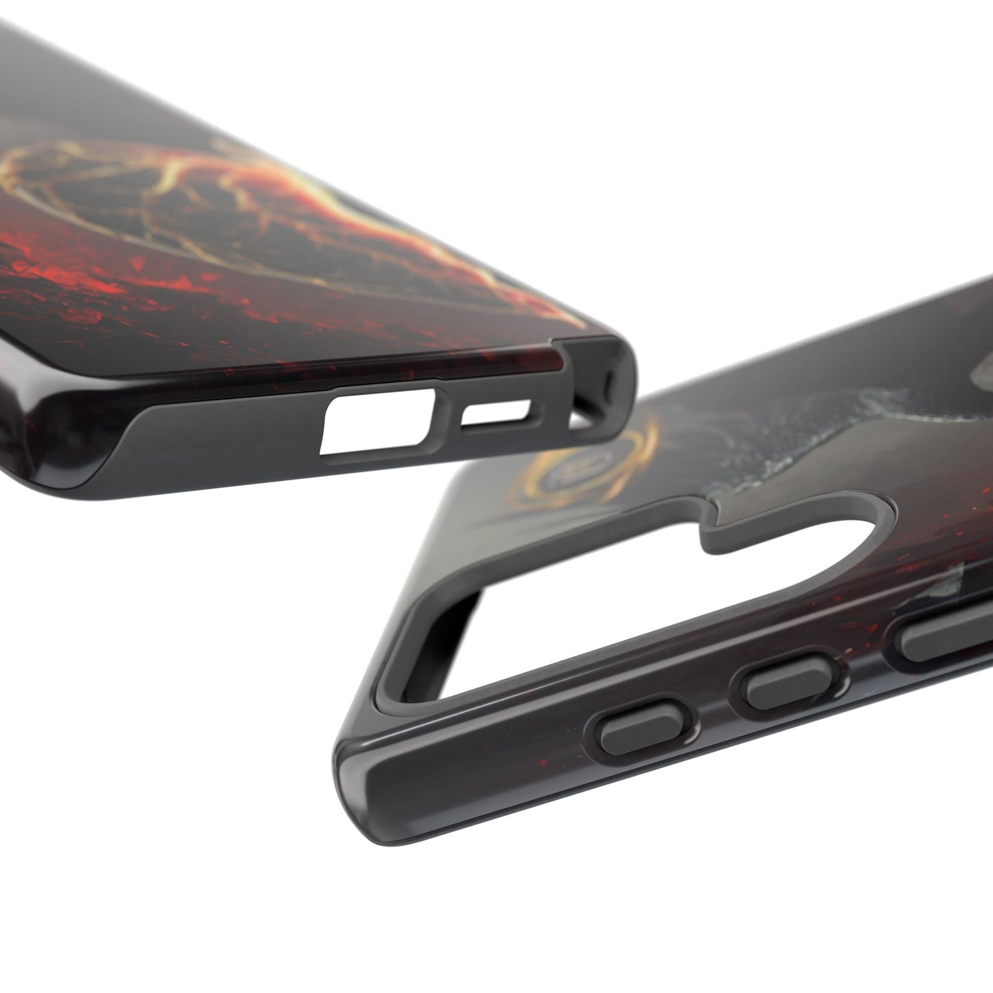 Couples Phone Case — Black Phoenix & White Dragon Heart Design (For Him)