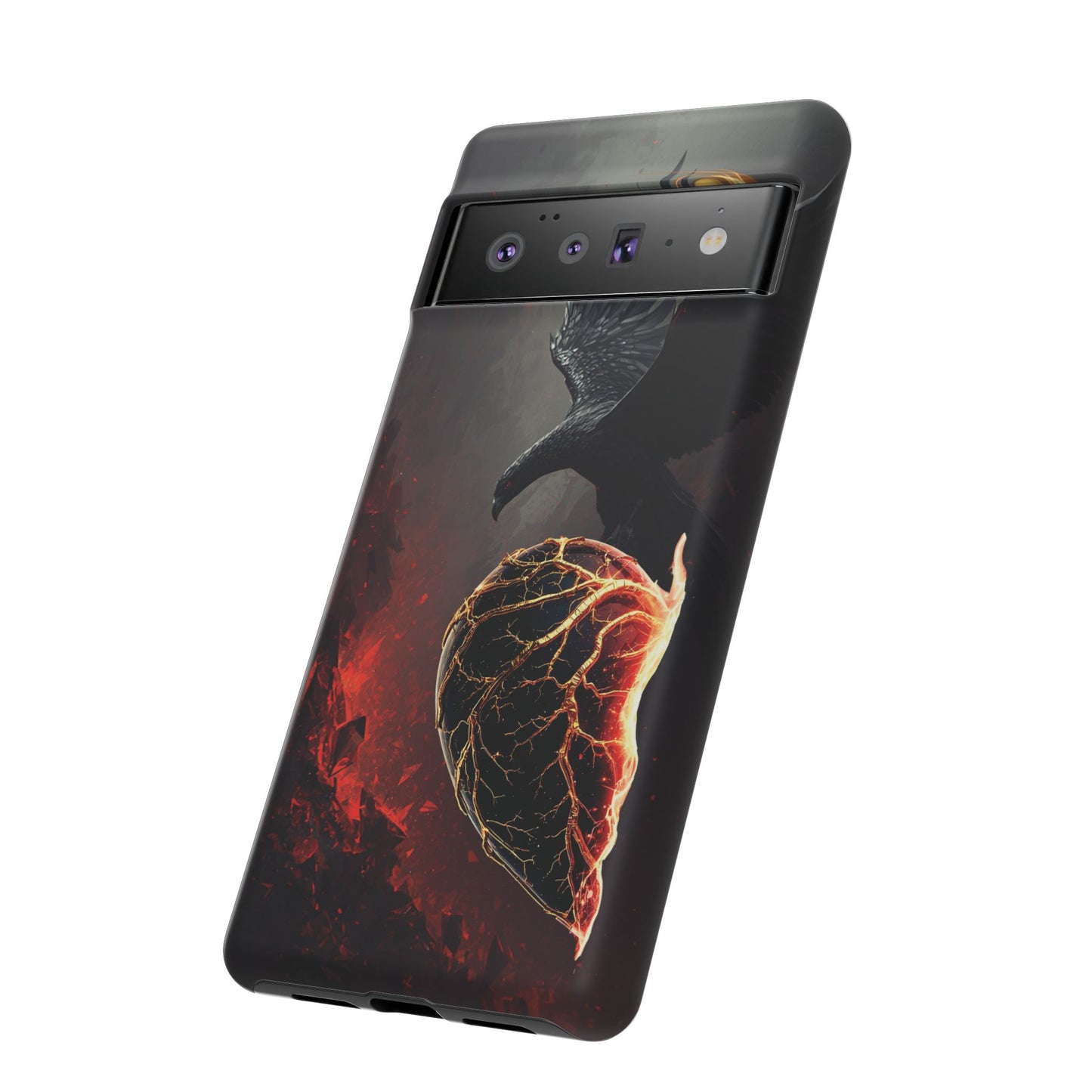 Couples Phone Case — Black Phoenix & White Dragon Heart Design (For Him)
