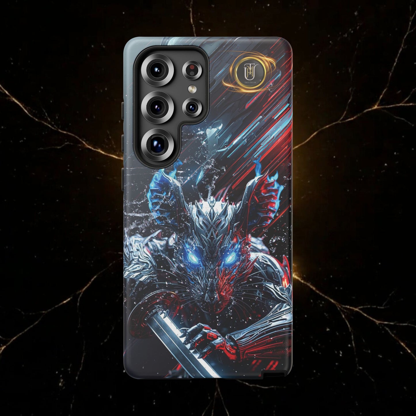 Lunar Metal Rat Samurai Phone Case — Warrior Rodent Armor Design