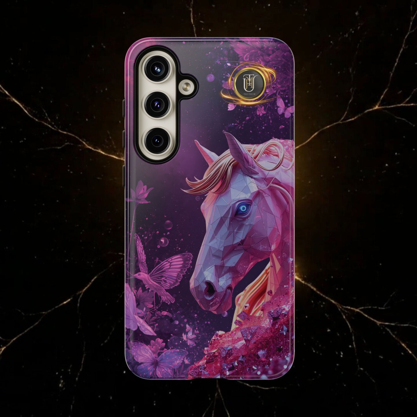 Quantum Pink Lunar Diamond Horse Tough Case — 2026 Pink Horse Phone Case