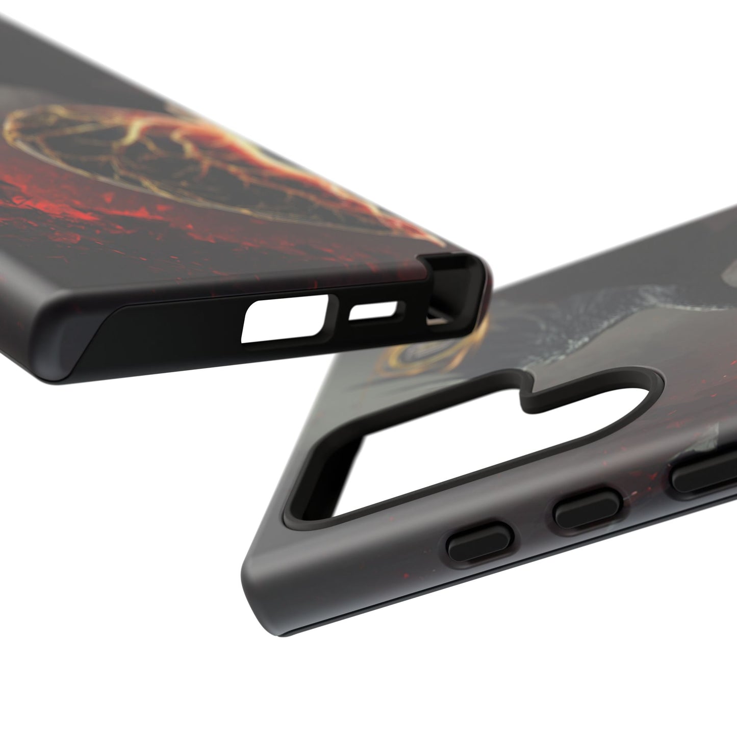 Couples Phone Case — Black Phoenix & White Dragon Heart Design (For Him)