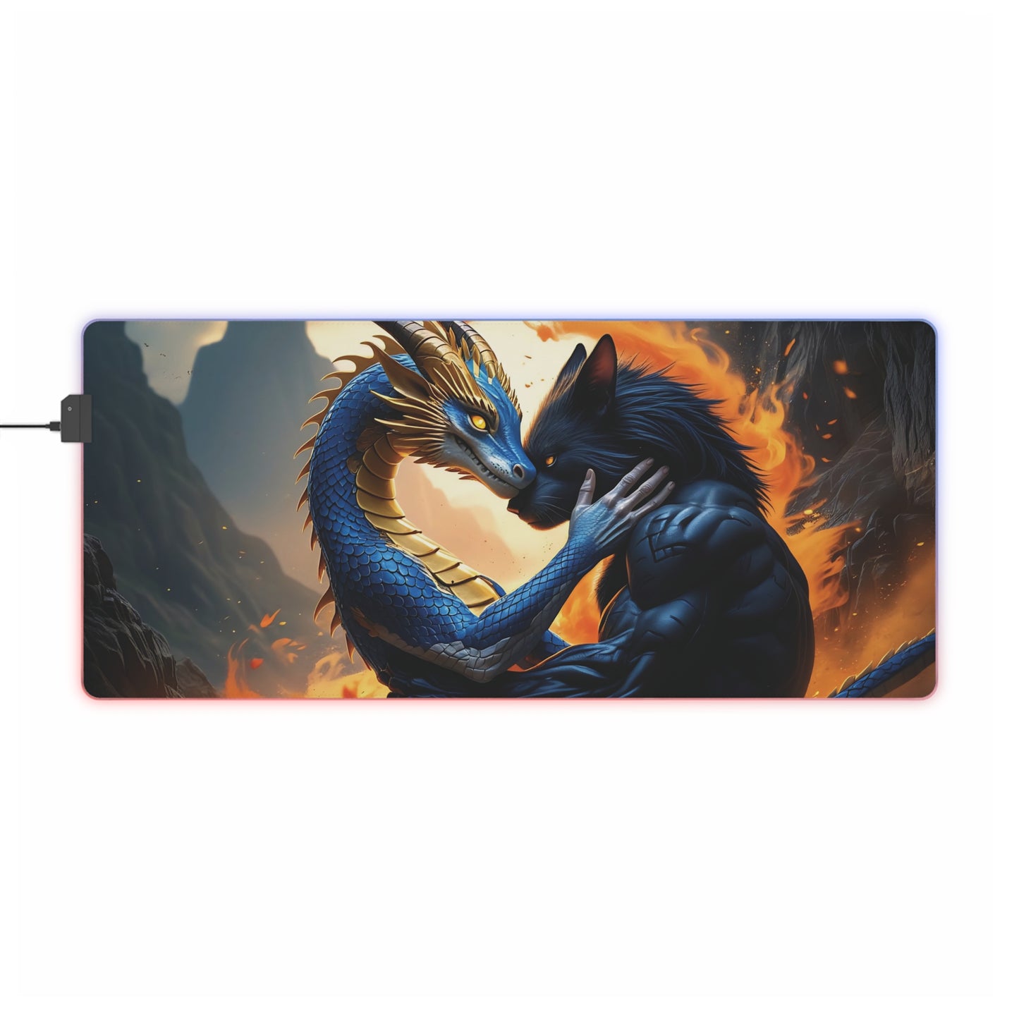 Lady Dragon & Rat Lunar Zodiacs Design LED Gaming Mouse Pad