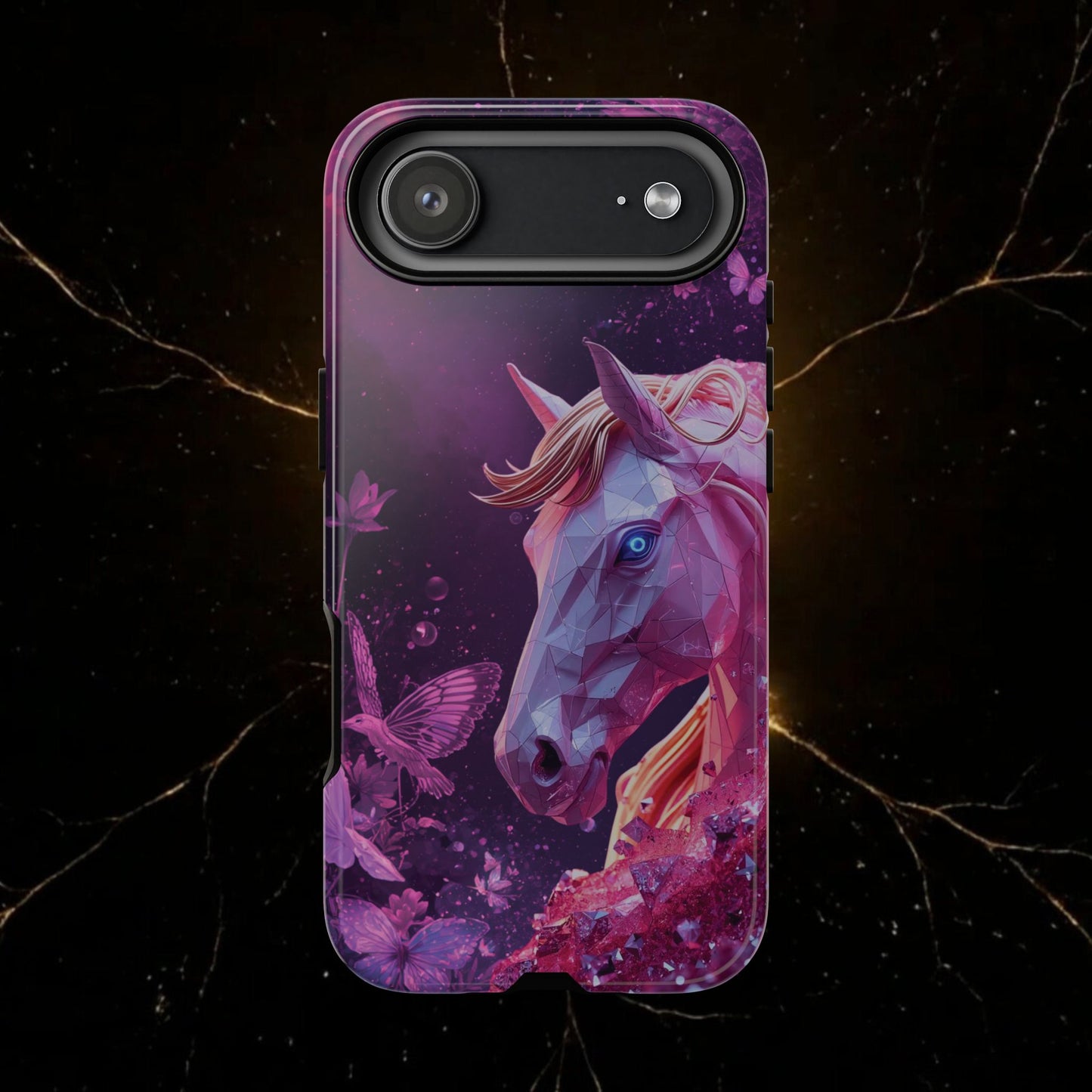 Quantum Pink Lunar Diamond Horse Tough Case — 2026 Pink Horse Phone Case