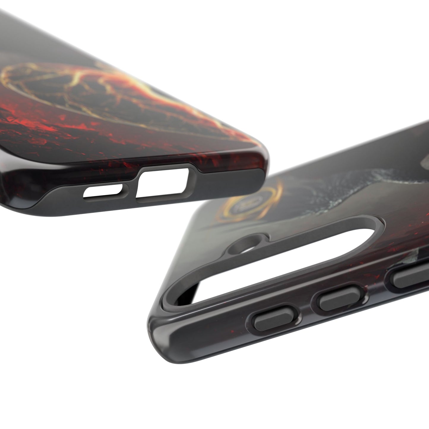 Couples Phone Case — Black Phoenix & White Dragon Heart Design (For Him)