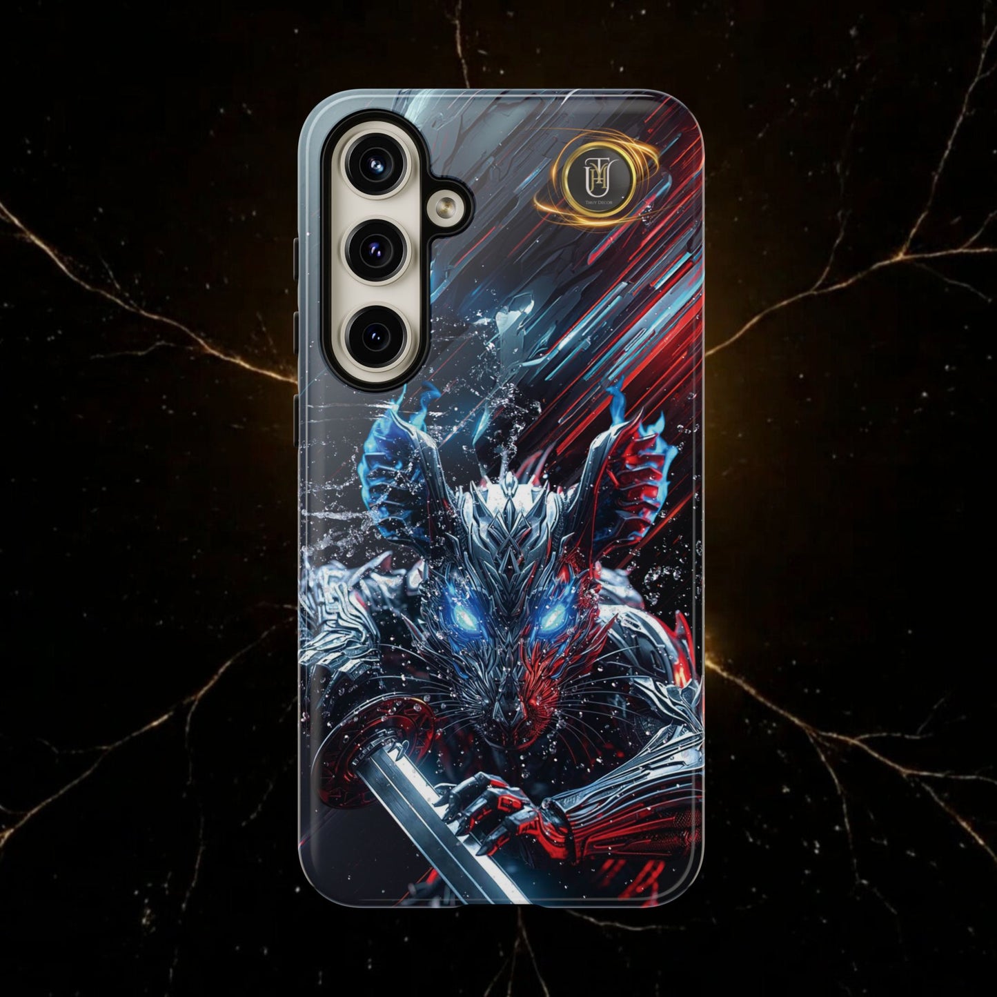 Lunar Metal Rat Samurai Phone Case — Warrior Rodent Armor Design