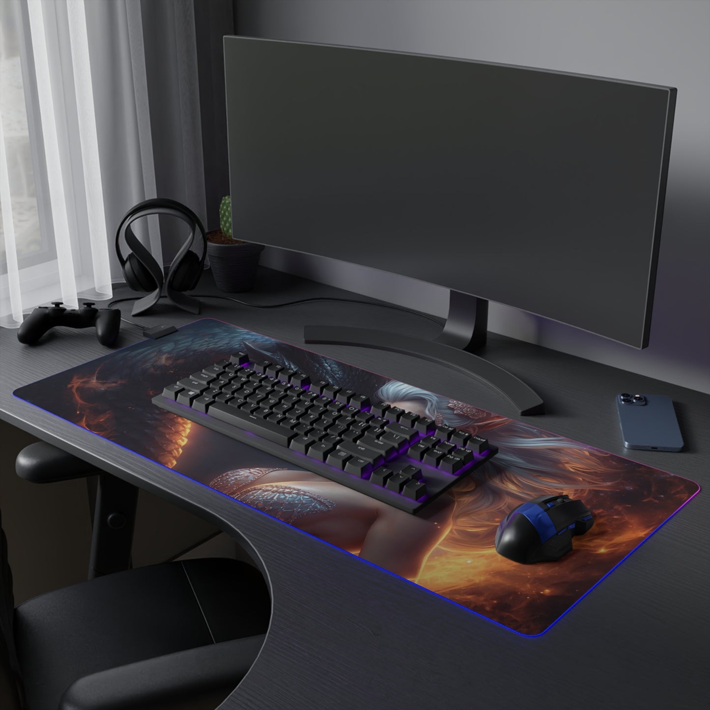 Lady Dragon & Dragon LED Gaming Mouse Pad