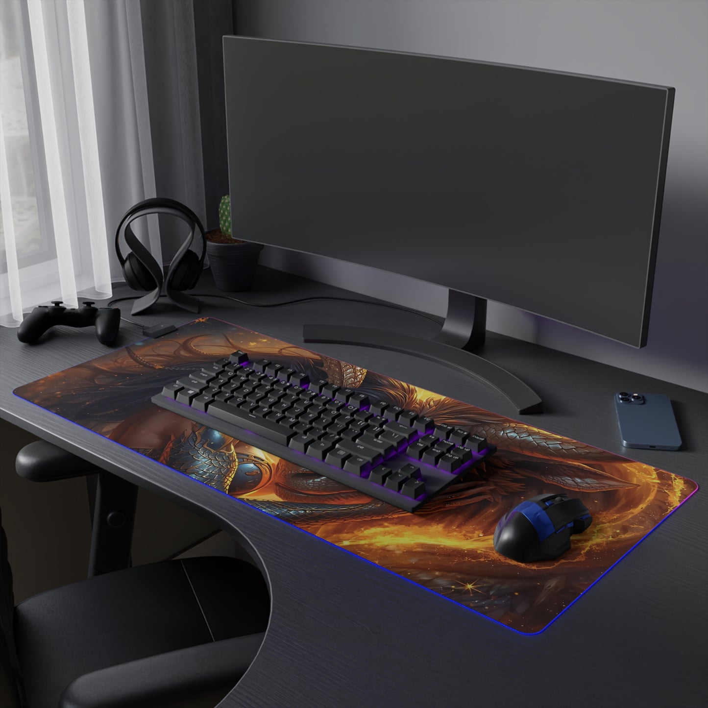 Lady Dragon & Ox Lunar Zodiacs LED Gaming Mouse Pad