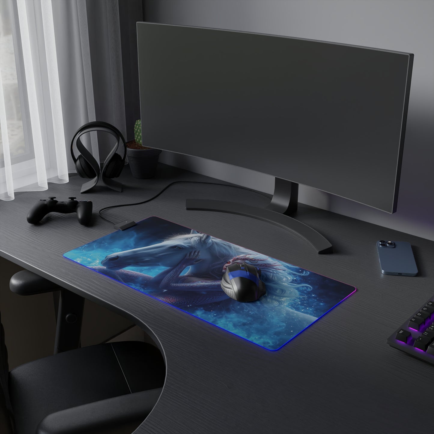 Lady Snake & Horse Lunar Zodiac LED Gaming Mouse Pad
