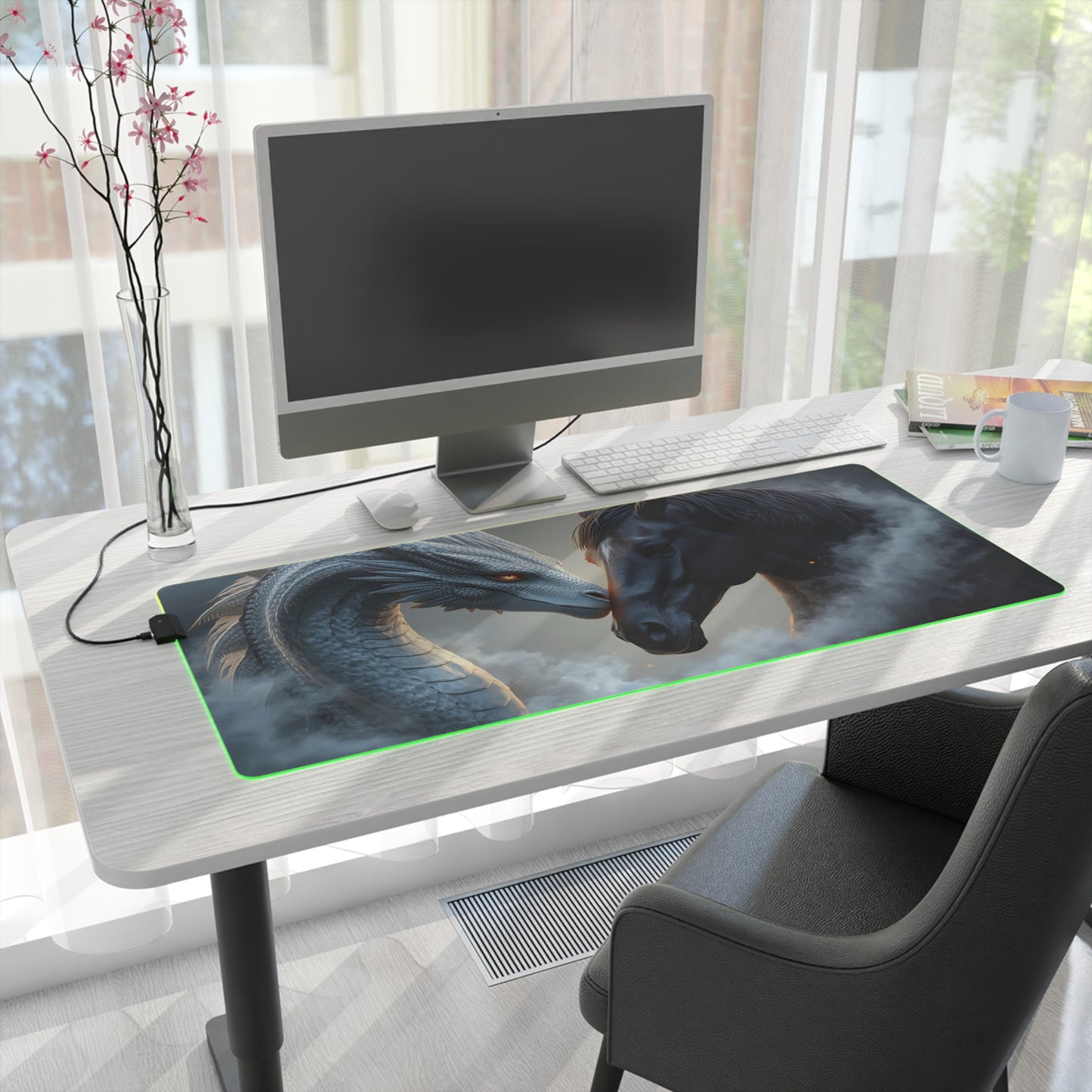 Lady Dragon & Horse Lunar Zodiac LED Gaming Mouse Pad