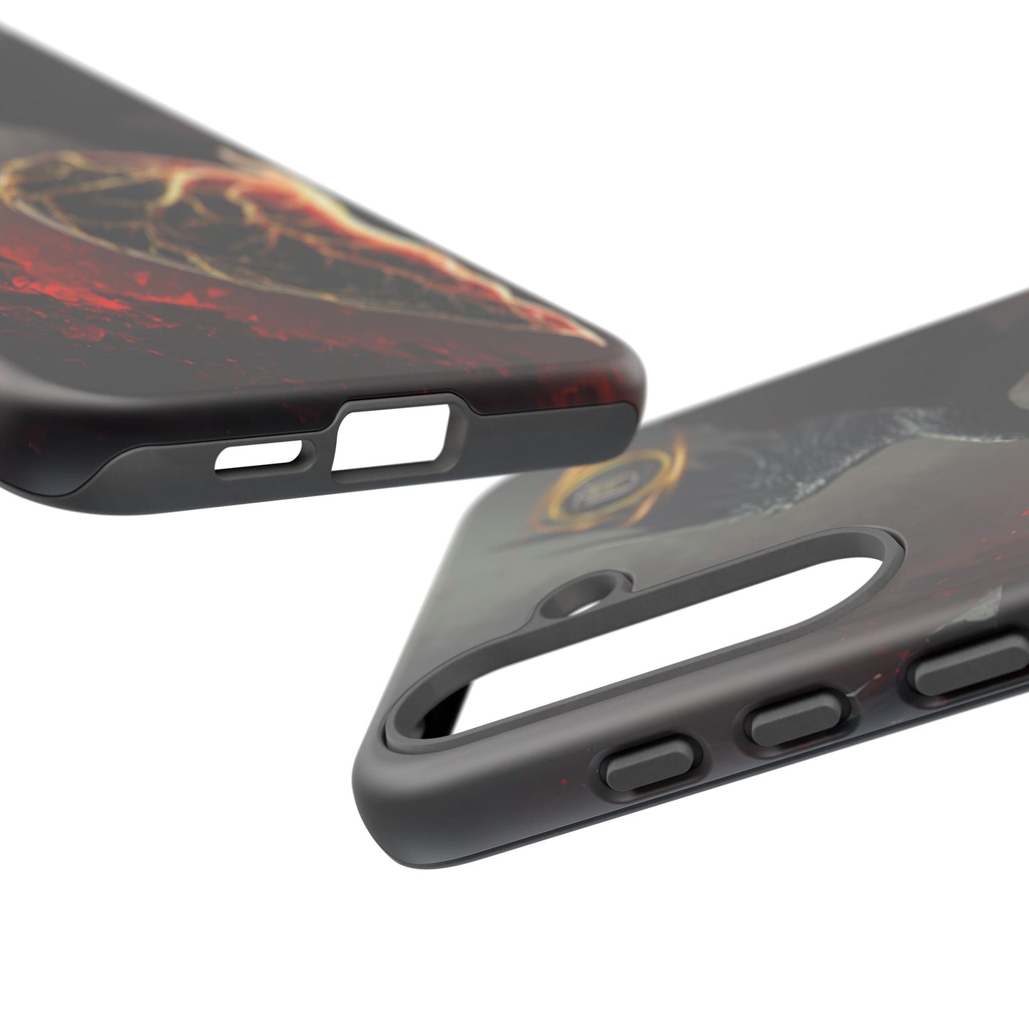 Couples Phone Case — Black Phoenix & White Dragon Heart Design (For Him)