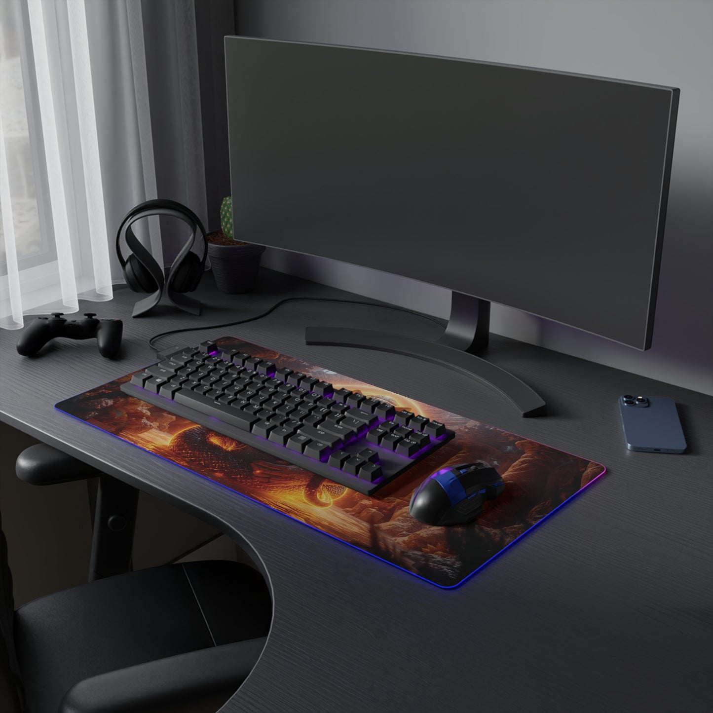 10K Lady Snake & Tiger "The Queen" - LED Gaming Mouse Pad