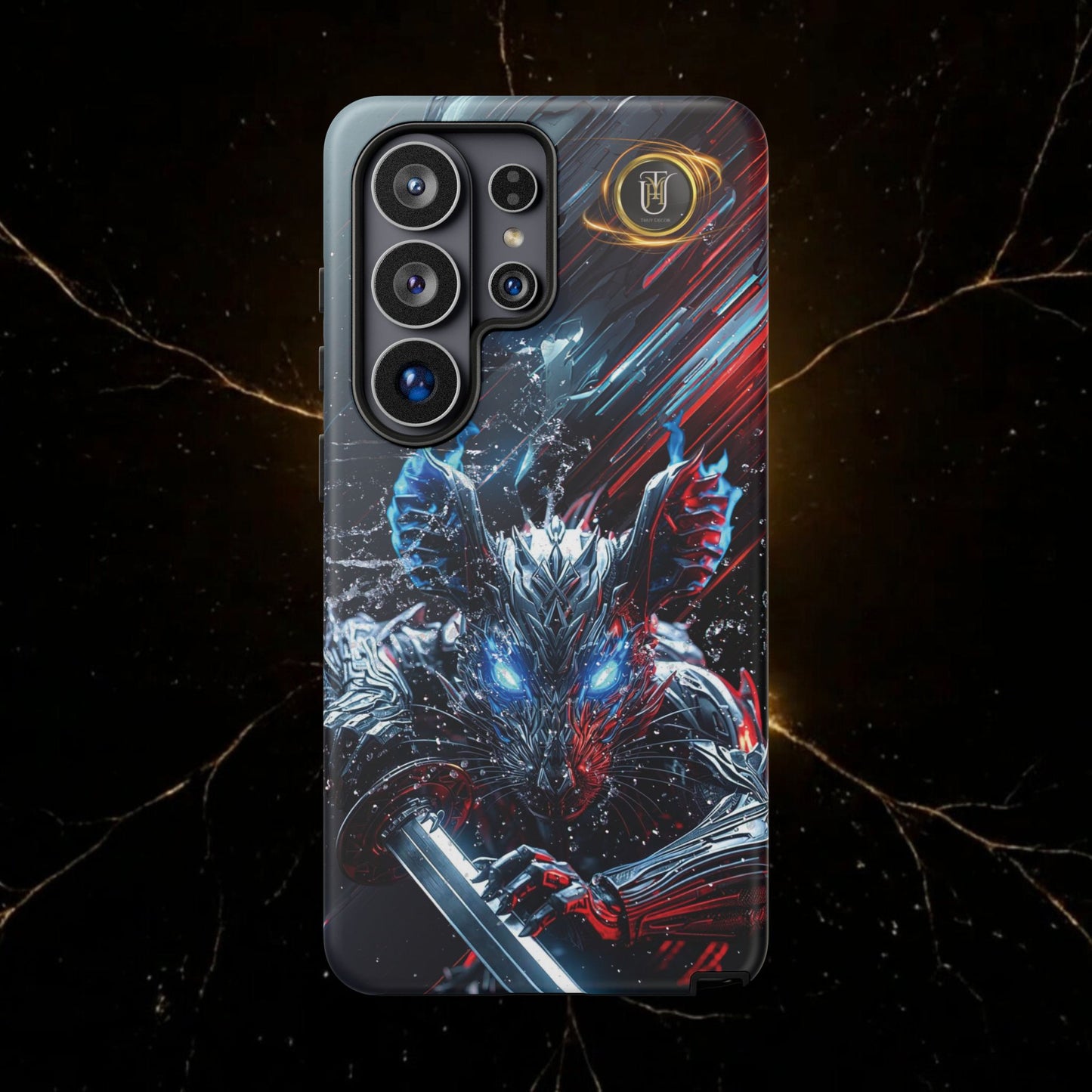 Lunar Metal Rat Samurai Phone Case — Warrior Rodent Armor Design