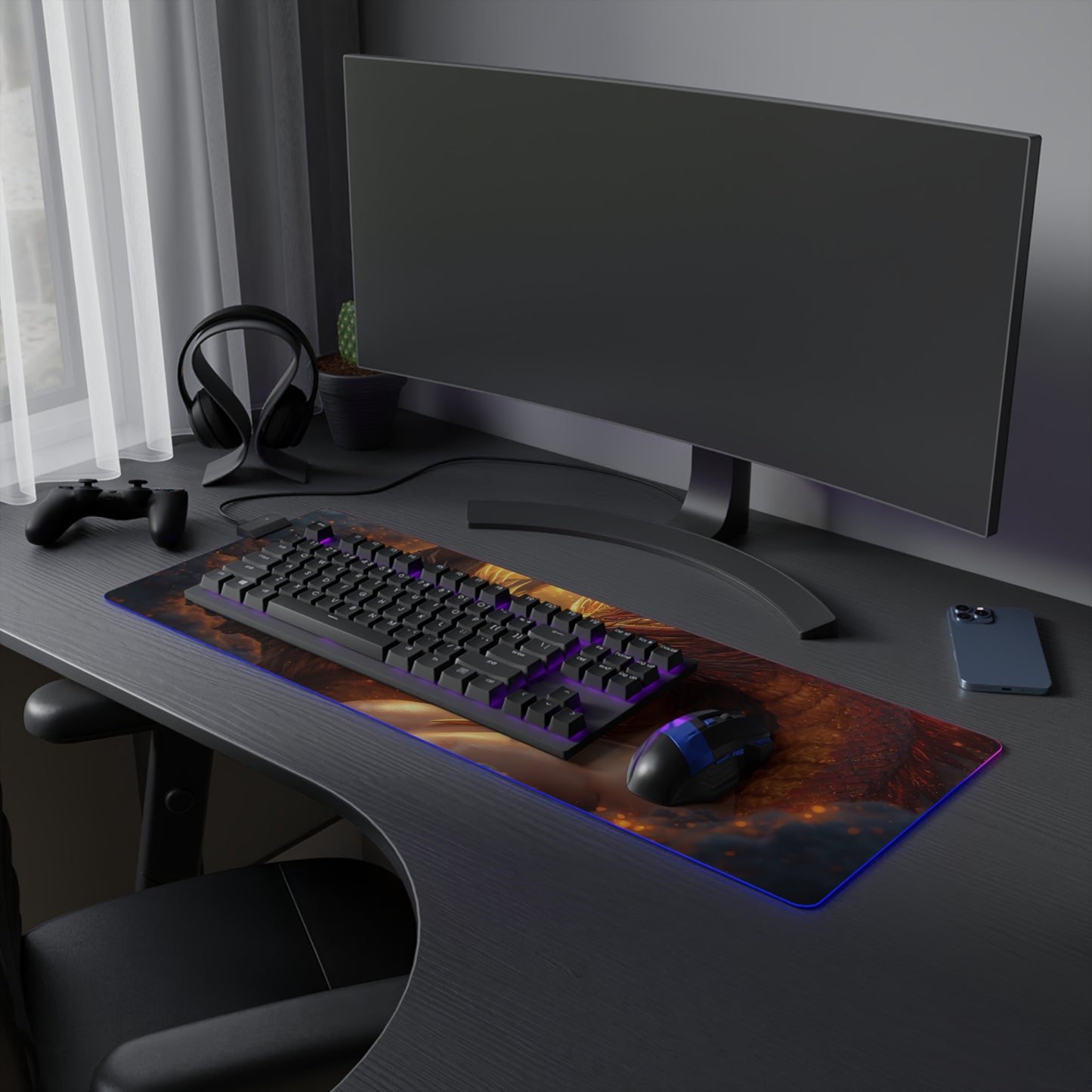 Lady Dragon & Dog Lunar Zodiac LED Gaming Mouse Pad