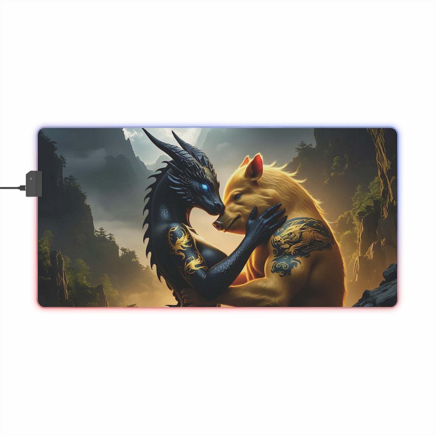Dragon & Pig Lunar Zodiac LED Gaming Mouse Pad