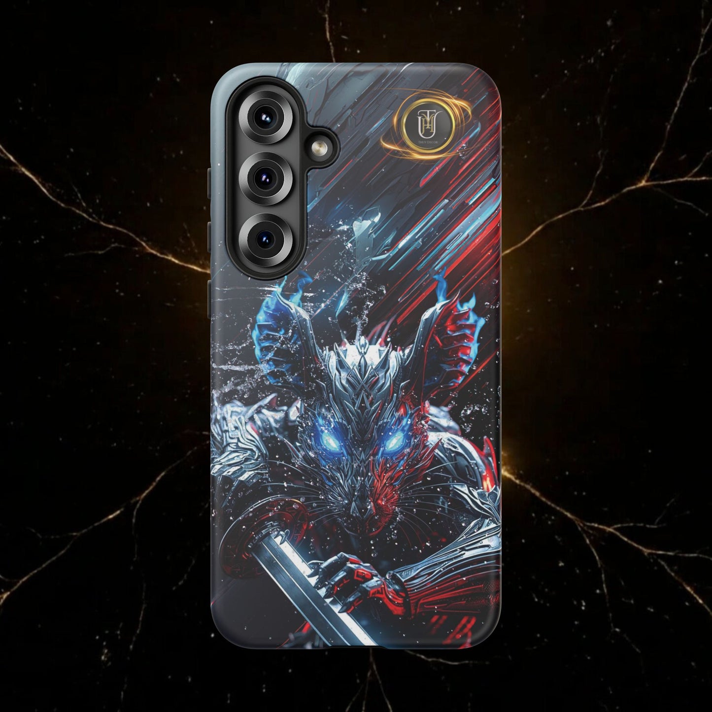 Lunar Metal Rat Samurai Phone Case — Warrior Rodent Armor Design